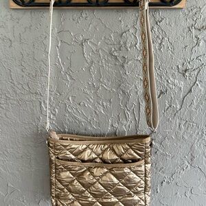 Elegant Gold Quilted Crossbody Bag